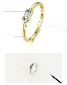 Detailed macro view of S925 sterling silver ring with rectangular cubic zirconia stone