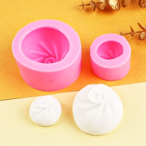 Pink silicone bun mold set for DIY candles, soap and chocolate mousse handicrafts