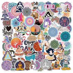 Mandala Yoga Waterproof Stickers Vinyl Decals For Laptop Water Bottle Luggage Guitar Aesthetic Retro Decorative