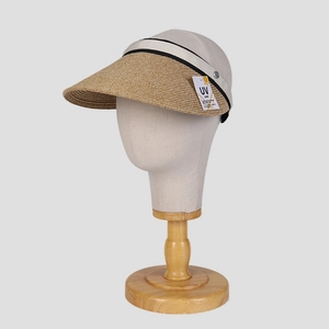 Visera de paja para mujer con protección UV y ala ancha estilo diadema con hebilla de metal