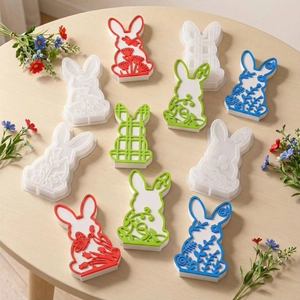 3D pattern rabbit silicone candle mold with floral DIY resin bunny ornament samples