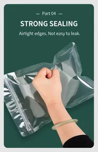 Macro shot of a matte frosted airtight storage bag demonstrating strong seal under pressure