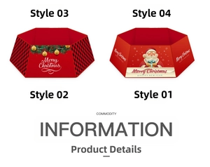 Details des roten achteckigen Weihnachtsbaum-Rings mit festlichem Weihnachtsmann-Druck