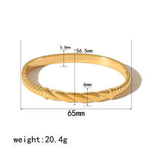 French vintage 18K gold plated stainless steel twisted rope open cuff bracelet