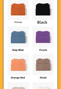 Vue en grille de six couleurs de bonnets en grosse maille pour femmes pour l'hiver
