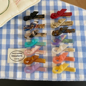 Acetate Resin Hair Clip Knotted Bow French Retro Duckbill Side Clip Handmade Fashion Hair Accessory