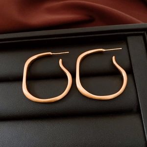 Detailed macro view of irregular 18K gold-plated earrings on black display foam