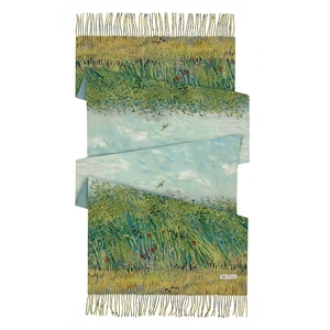 Écharpe pashmina d'hiver avec imprimé peinture à l'huile Van Gogh et franges