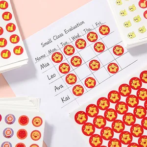 Colorful motivational reward stickers with star and smiley patterns for student incentives