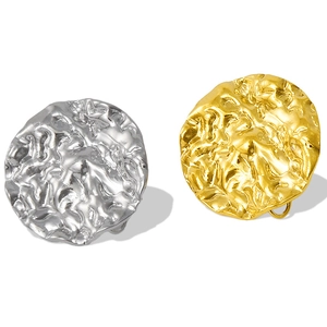 Minimalist 304 stainless steel irregular wrinkled stud earrings in gold and silver