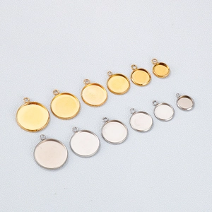 Stainless Steel Round Bezel Pendant Trays DIY Cabochon Base Setting For Necklace Jewelry Making Findings