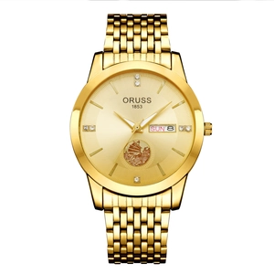 Men Quartz Watch Waterproof Luminous Day Date Display Business Casual Metal Strap Rhinestone Scale Sailboat Relief Luxury