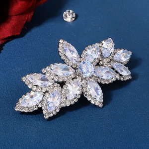 Elegant silver-tone cluster hair clip with marquise and round-cut cubic zirconia crystals