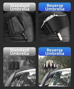 Comparison between ordinary umbrella and LED reverse folding umbrella for car interior