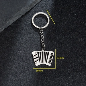 Polished silver stainless steel accordion keychain with 23mm by 30mm dimensions