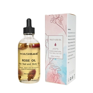 120ml pure natural rose essential oil with dried petals for hair, nail and body care