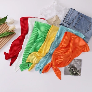 70cm pleated silk scarves in multiple colors arranged on a clean white background