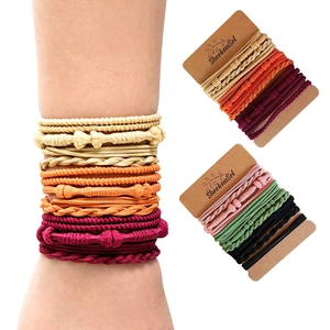 Set di elastici per capelli intrecciati in stile boho e bracciali colorati misti