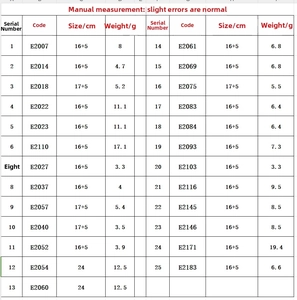 Detailed size chart showing length and weight specifications for stainless steel jewelry