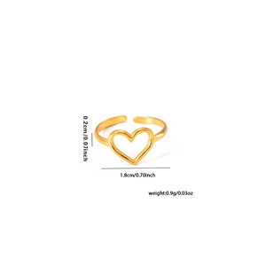 Spécifications de taille pour bague ajustable en acier titane avec cœur doré
