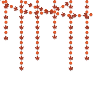 Fall maple leaf and orange circle garlands for Thanksgiving party wall decoration