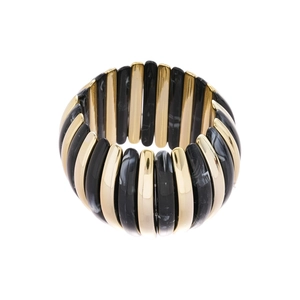 Exaggerated marble acrylic stretch bracelet with alternating gold and black beads