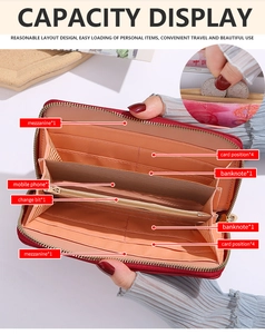 Detailansicht der roten Brieftasche mit Kartenfächern und Smartphone-Fach im Inneren