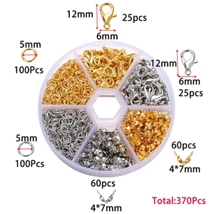Jewelry Making Supplies Kit Alloy Lobster Clasps Open Jump Rings Cord Ends Findings Connector For Bracelet Necklace Crafting