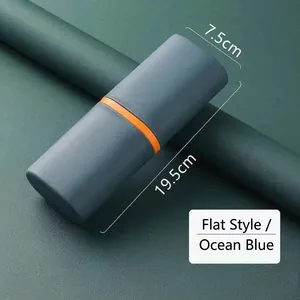 Portable ocean blue travel toothbrush case with orange seal ring, size 19.5cm x 7.5cm