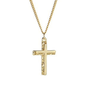 Minimalist gold S925 silver necklace with irregular textured cross pendant for women