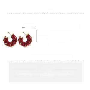 Detailed size and material guide for retro red woven leather U-shaped hoop earrings