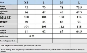 Detaillierte Größentabelle für gestreiftes Popeline-Hemd mit Maßen von XS bis L