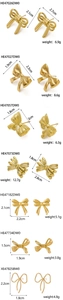 Detailed size and weight chart for 14K gold plated butterfly bow earrings collection