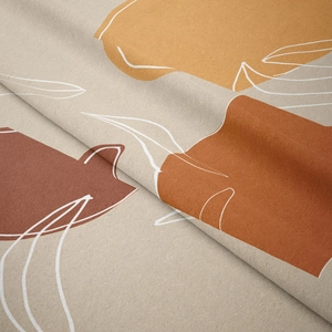Close-up of bohemian wall tapestry showing soft texture and abstract geometric patterns