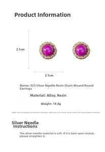 Detail view of round vintage chain earrings with size 2.1cm and 925 silver needle info