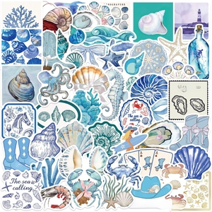 Blue Ocean Stickers PVC Waterproof Coastal Cowgirl Aesthetic For Laptop Guitar Luggage DIY Decoration Cute