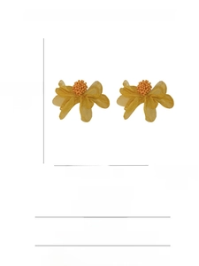 Detailed product specs of yellow lace flower earrings with S925 silver needle size info