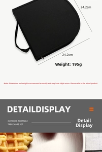 Detail view of the black durable portable storage bag for outdoor camping cutlery sets
