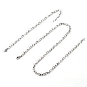 Textured Oval Link Chain Necklace And Bracelet 304 Stainless Steel DIY Jewelry Accessory Hypoallergenic Waterproof