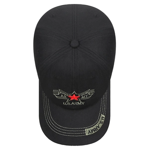 Classic black cotton U.S. Army camouflage baseball cap with military embroidery