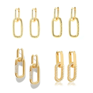 Geometric Double Loop Lock Earrings For Women 925 Sterling Silver Post Gold Plated Zirconia Stud Earrings Vintage Hip Hop Jewelry