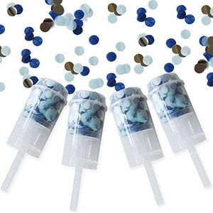 Κανόνια κομφετί push-pop με μπλε και ασημί γκλίτερ για διακόσμηση γάμου και πάρτι