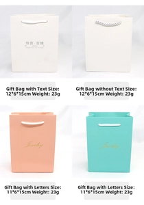 Detailed view of textured jewelry gift bags in various colors and sizes with rope handles