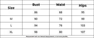 Detailed size chart for floral print one-shoulder dress showing bust and waist in cm
