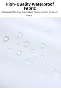 Makroaufnahme von Wassertropfen auf dem wasserdichten Stoff der Schirmtasche