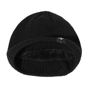Bonnet en tricot noir avec doublure en polaire et étiquette flocon de neige