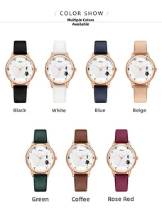 Scelta di colori di eleganti orologi al quarzo da donna con cinturini in pelle e cassa