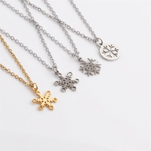 Collane con pendente a fiocco di neve minimaliste in acciaio inossidabile oro e argento