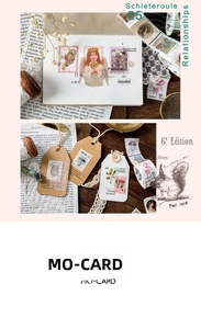 Details von Vintage-Briefmarkenstickern und Washi Tape mit Botanik- und Eulenmotiven