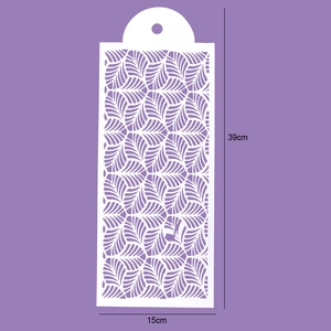 Detailed 39x15cm rectangular cake stencil featuring delicate leaf patterns for decoration